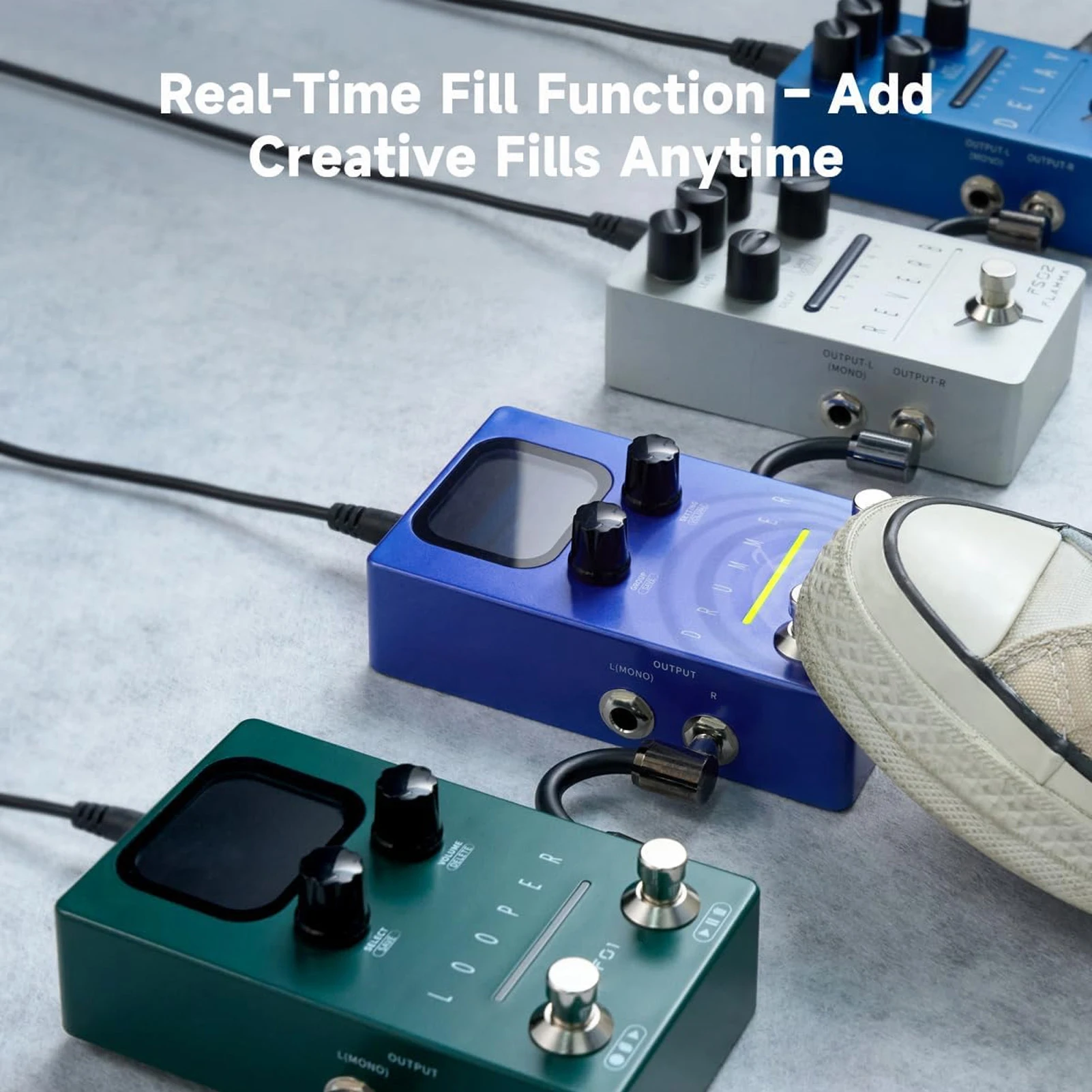 FLAMMA Drum Machine Gitarreneffektpedal 121 Drum Grooves 11 Stile Rhythmuspedal 66 anpassbare Steckplätze Rhythmische Gitarreneffekte