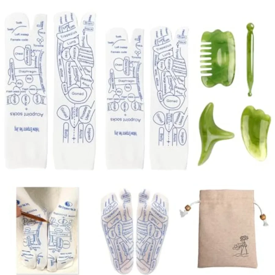 مجموعة جوارب ريفلكسولوجي احترافية مع 4 أدوات تدليك بنقاط الزناد لتخفيف القدم مصممة للاستخدام اليومي لتخفيف التعب