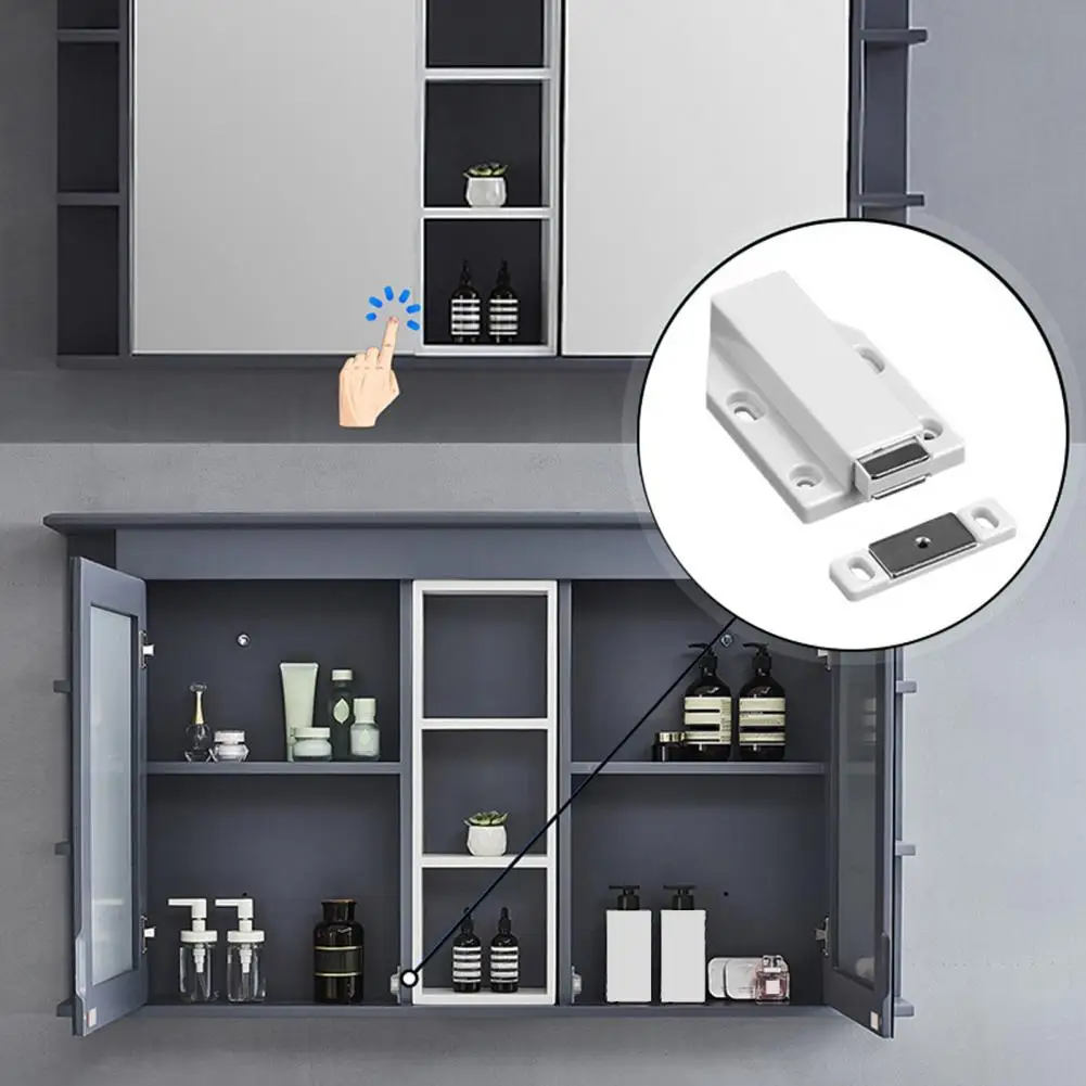 Kait Dorong Pintu Kabinet Dorong Hisap Kuat untuk Membuka Kait Pelepas Dorong Magnetik Kepala Tunggal ABS untuk Bufet