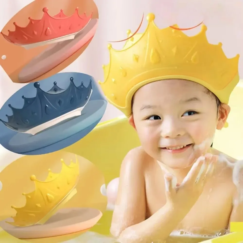 

Ear Protection Kids Shower Cap Elastic Band Adjustable Hair Wash Hat Hair Shield Soft Shower Protect Head Cover Baby Care