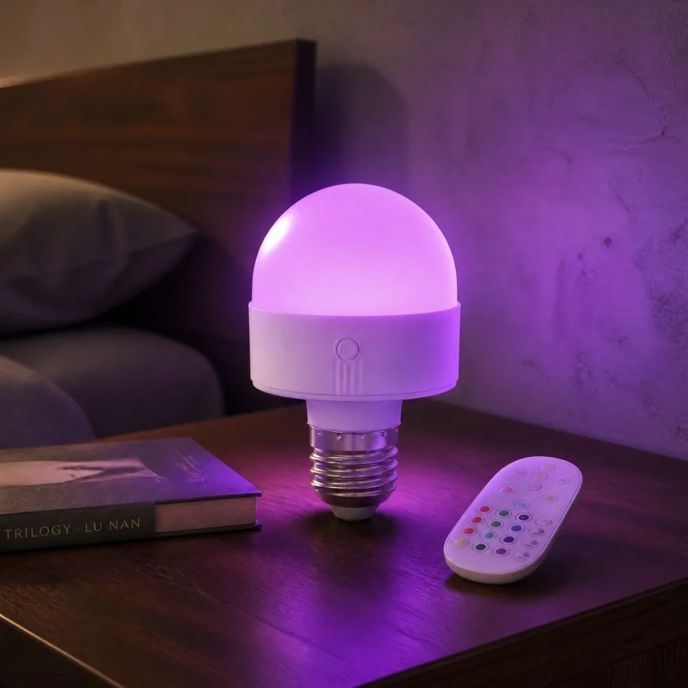 Removable Base Rechargeable LED Bulb Magnetic Base USB Rechargeable RGB Light Bulb RGB Lighting Adjustable Lighting Modes