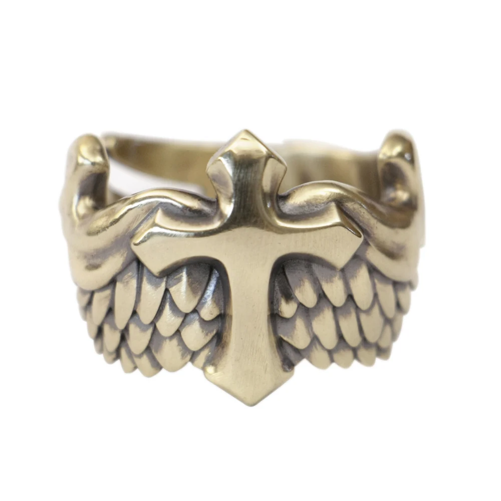 Solid Brass Flying Cross Wing Charms Fashion Ring BR450 US Size 6~15