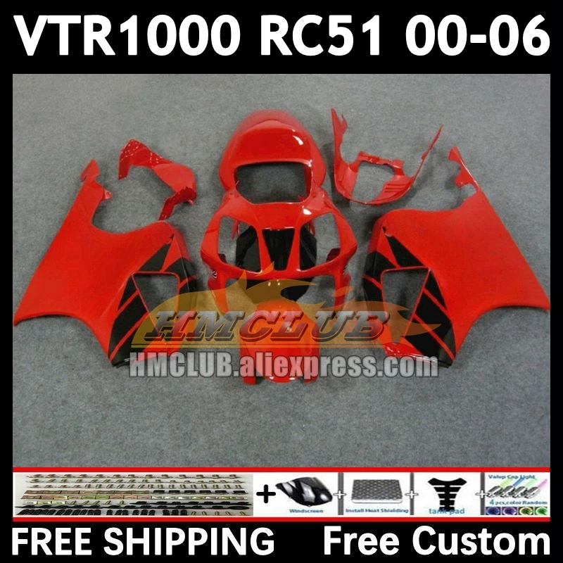 Body For HONDA VTR1000 RC51 VTR 1000 gloss red 01 02 03 04 05 06 84No.122  SP1 SP2 2000 2001 2002 2003 2004 2005 2006 Fairings