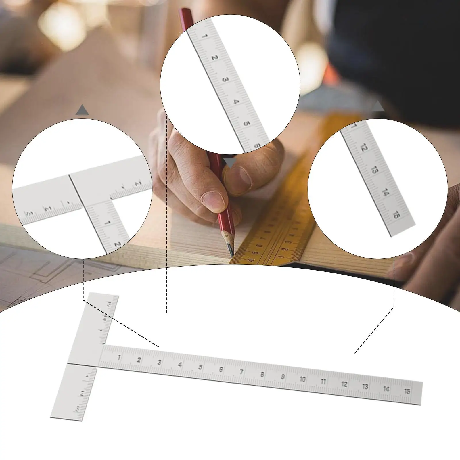 

T Ruler Engineering Measurement Portable Teaching Supply Drafting Tool for DIY Crafts Engineer Drawing Office Home Architect