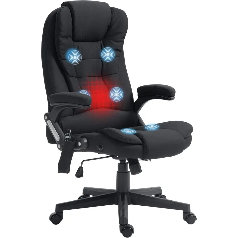 

Vinsetto 6 Point Vibrating Massage Oice Chair with Heat, Linen High Back Executive Oice Chair with Reclining Backrest, Padded Ar