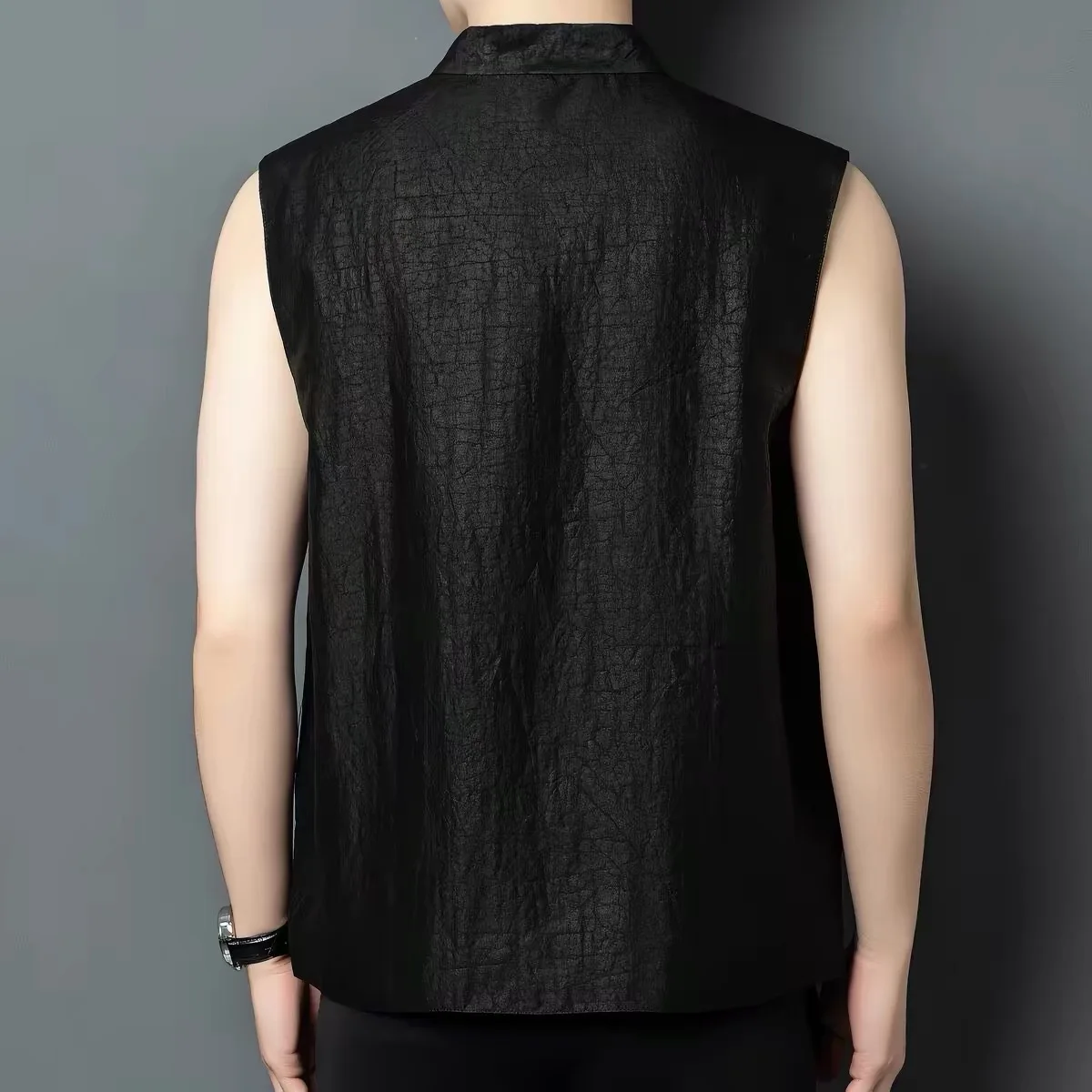 Traditional Chinese Silk Cloud Shirt Men's Vest with Button Design Lightweight Summer Fashionable Retro Style Casual Wear