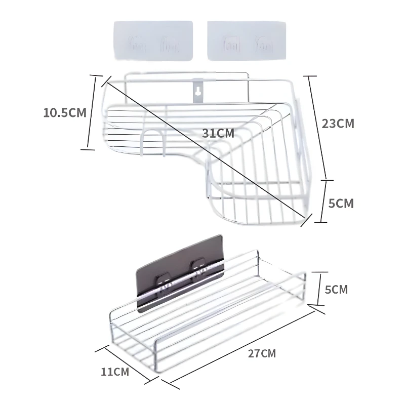 Bathroom wall mounted perforation-free triangle storage rack kitchen storage rack Triangle rack in the corners of the bathroom