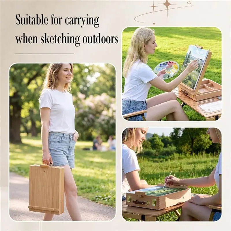Superior Portable Wooden Tabletop Easel For Painting Set, Adjustable Sketchbox Art Easel Stand Suitable For Beginners Sketching