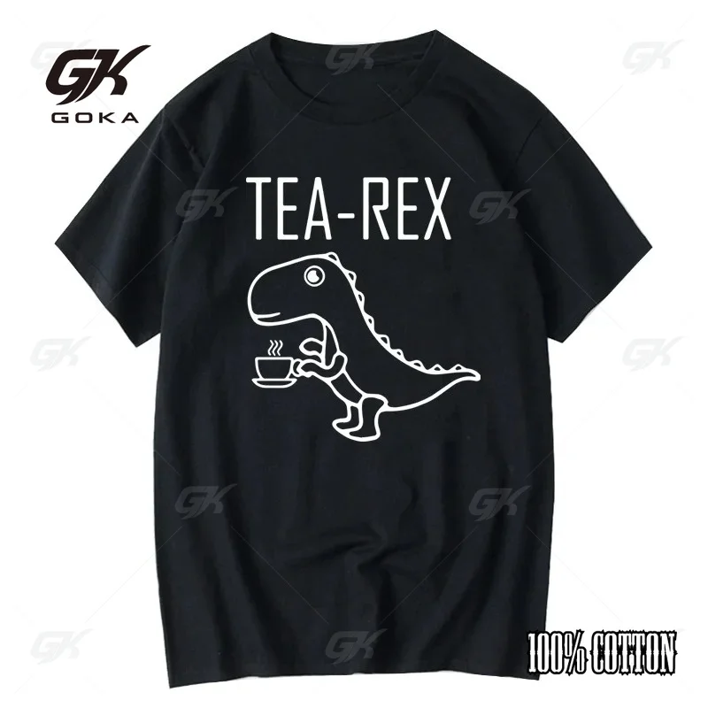White Line Drawing T-Rex Dinosaur Holding Teacup with 