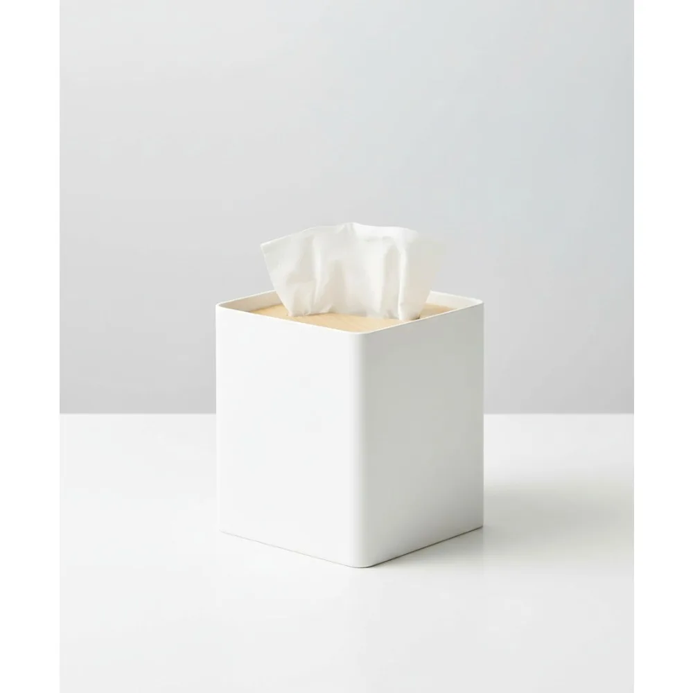 

Elegant Wooden Lid Metal Tissue Box Cover - Reusable Holder with Easy Refill, Home Decor Organizer for Living Room & Bathroom