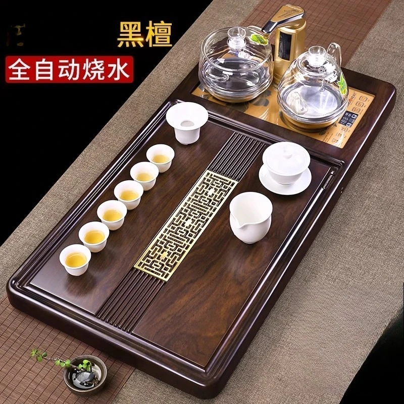 Black sandalwood tea tray Solid wood tea table set Household kettle Fully automatic integrated natural whole log Sea drainage