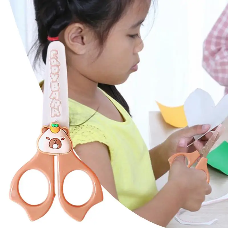 Forbici per bambini Cartoon Capybara Punta arrotondata Forbici per asilo Forniture per attività per bambini Manico antiscivolo Studenti