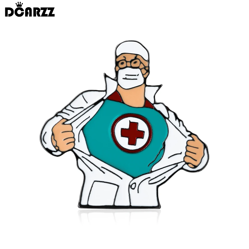 Dcarzz-スーパードクターエナメルピン、バックパック用ラペルバッジ、看護師外科医の薬、学生ジュエリー、アクセサリーギフト