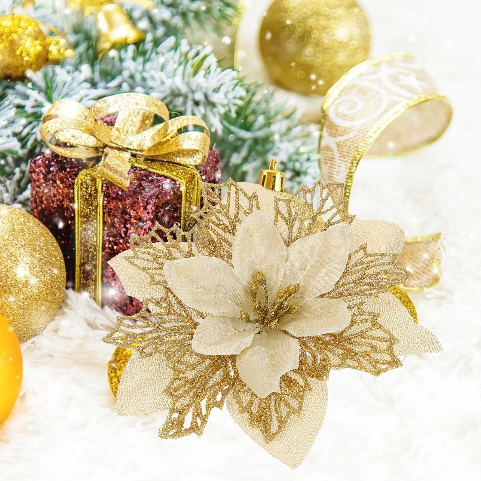 

10 Pcs Christmas Flower Holiday Flowers Decor Centerpieces Artificial for Decoration Decorations