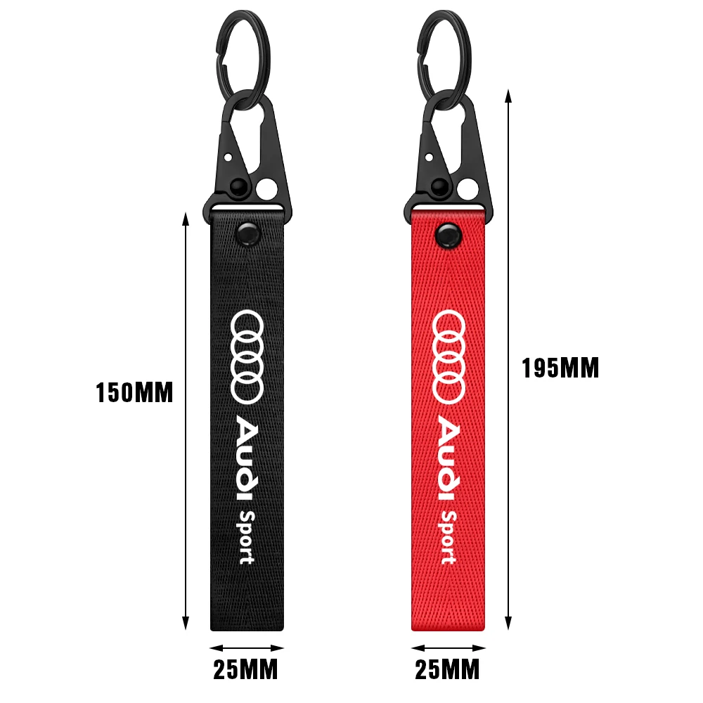 1pcs Metal Nylon Ribbon Key Chain Key Ring For Audi A4 A5 S3 S5 A3 8p 8v b6 b8 S8 S4 B9 C7 8P 8V 8L RS RS3 RS4 Auto Accessories
