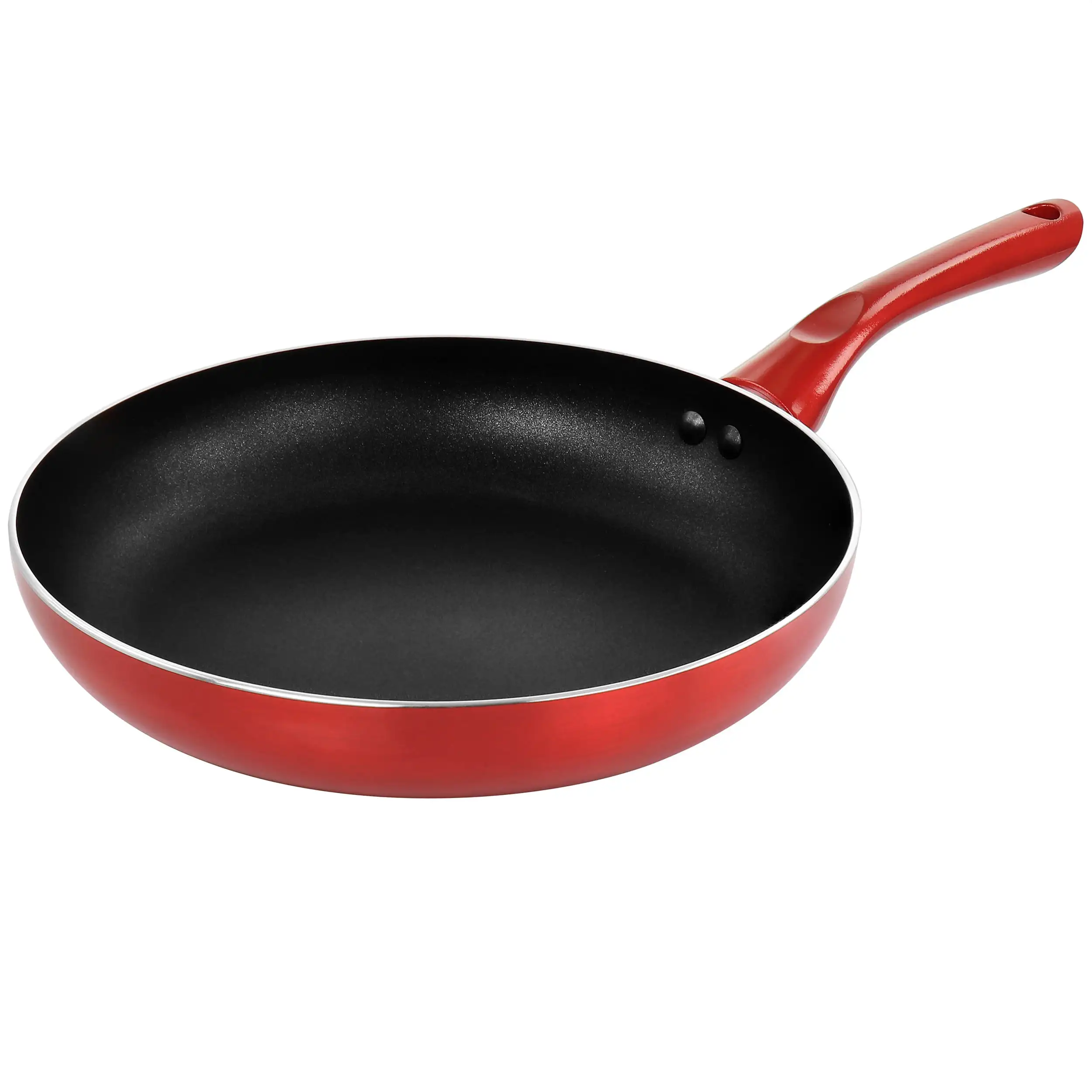 

10 in Silver Metallic Non Stick Gourmet Fry Pan in Red