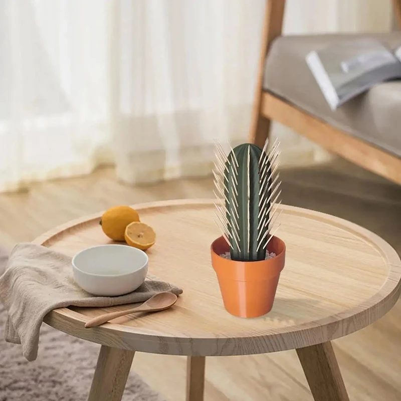 Cactus Toothpick Dispenser 3D Printed Cactus Toothpick Holder For House Plant People Who Can't Keep Plants Alive Decor