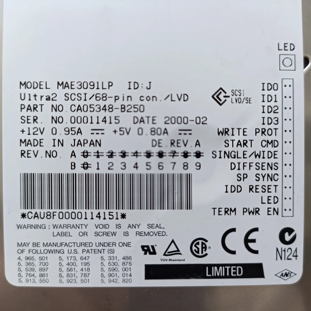 MAE3091LP D4911-60001 Disco rigido SCSI da 9,1 GB 68 PIN 10K per apparecchiature mediche industriali Fujitsu HDD