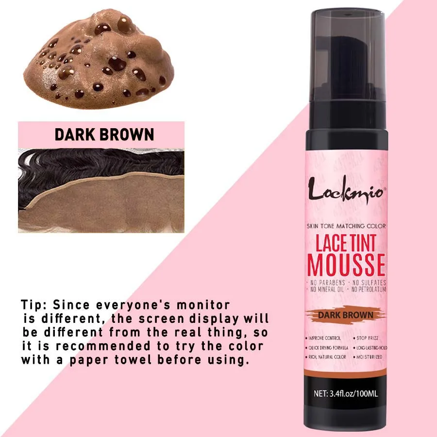 رغوة لون الشعر المستعار من أجل الدانتيل الأمامي والصباغة، شبكة طبيعية سريعة الجفاف، رذاذ شعر بلون غير مرئي للشعر المستعار