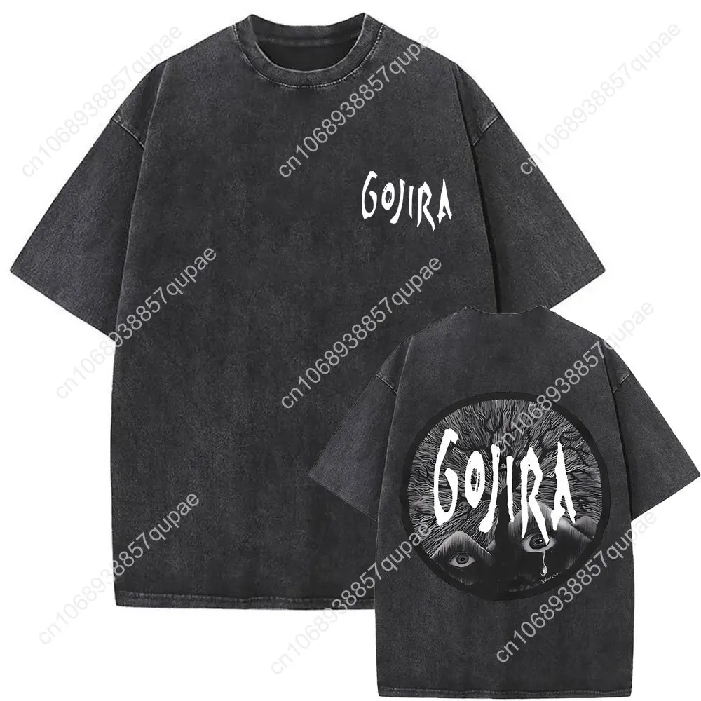 Lavato Vintage French Metal Rock Band Gojira The Link T-shirt grafica Uomo Donna Retro Maglietta oversize Manica corta Streetwear