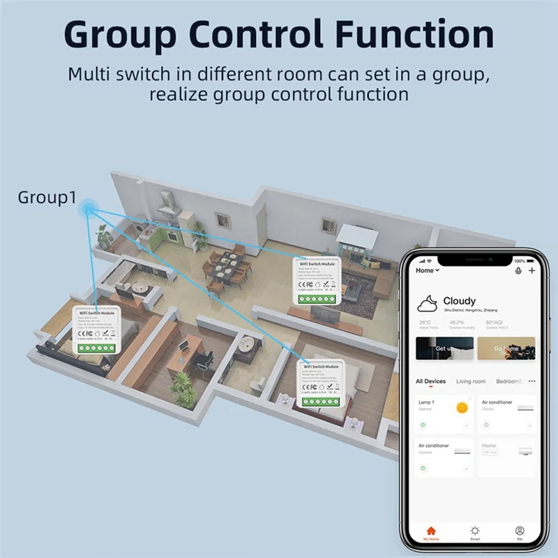 

A01F-4-Way On/Off Switch Graffiti Smart Wifi Smart 4-Way On/Off Switch Mini Concealed Box Switch