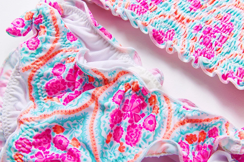 Girls Swimwear 3~7Year Girls Pleated Bikini Sets Two pieces Children Swimwear Kid Girls Swim Costume Beachwear image 5
