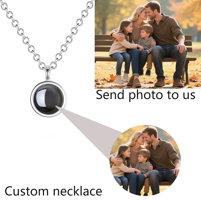 

Custom Photo Projection Necklace Picture Personalized Necklace Jewelry Couple Gifts for Women Stainless Steel Chain Heart Flower