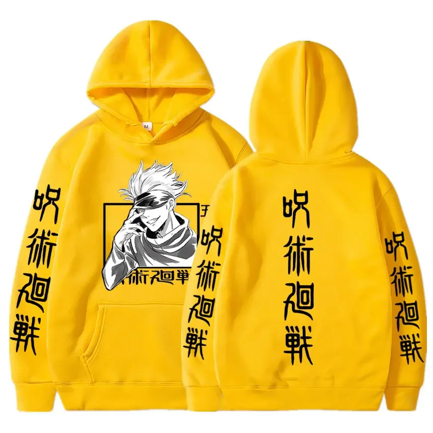 Japan Anime Jujutsu Kaisen Gojo Satoru Hoodies Sweatshirt Casual Manga Print Sweatshirts Loose Long Sleeve Men Hoodie Streetwear