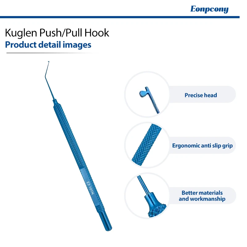 Kuglen Push/Pull Hook Titanium Alloy Surgical Hook Precision Medical Instrument Reusable Operating Hook for Surgery Use