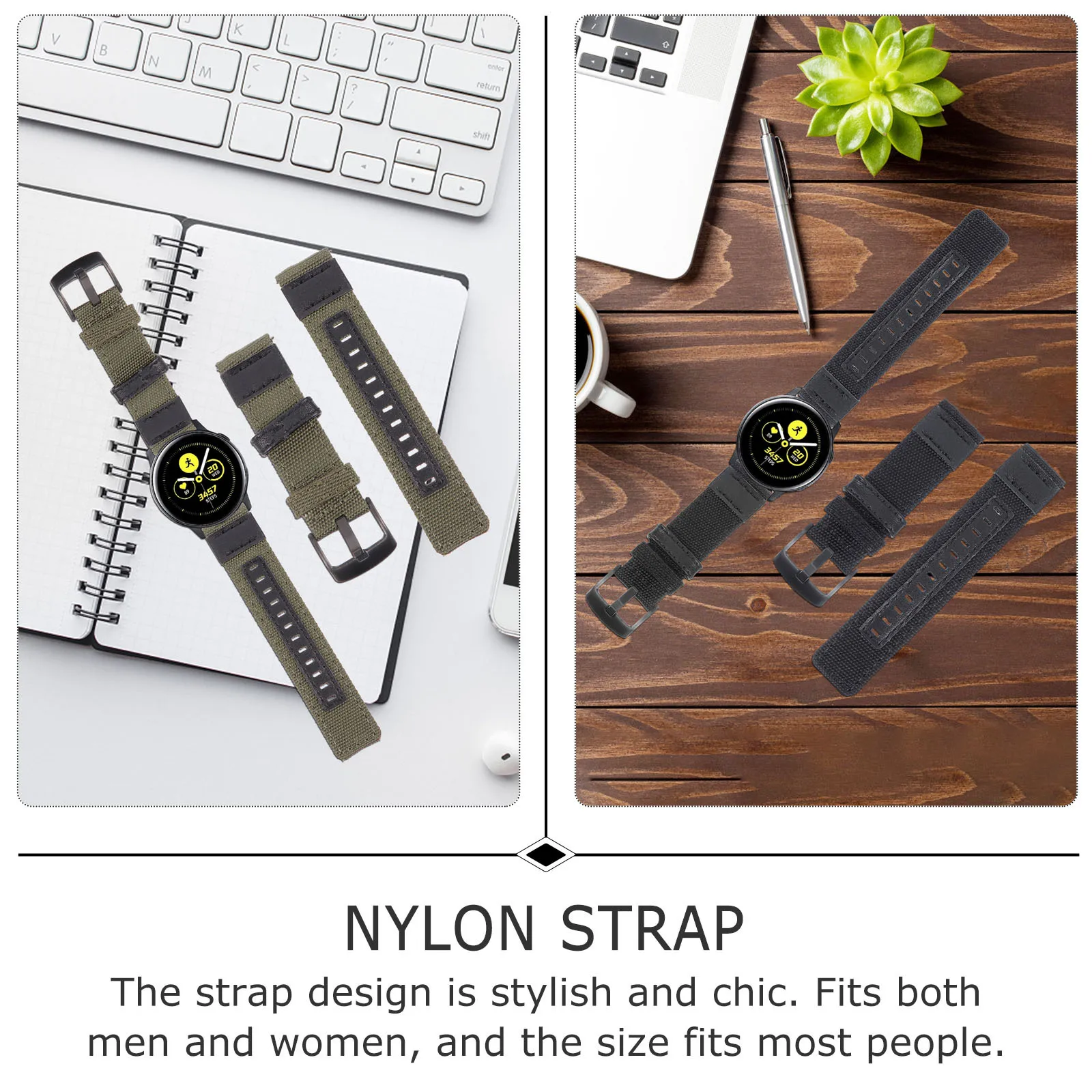 

2Pcs Nylon Watch Strap Replacement Bands Durable Stainless Steel Buckle Compatible for Galaxy Watch S3 Unisex Watchband