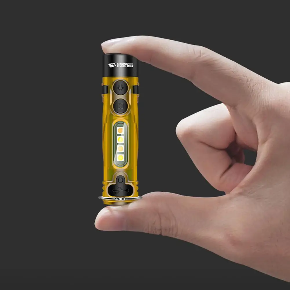 Mini LED Pocket Flashlight Rechargeable Magnetic Keychain Light COB Side Light Dual Source Waterproof Outdoor Tool