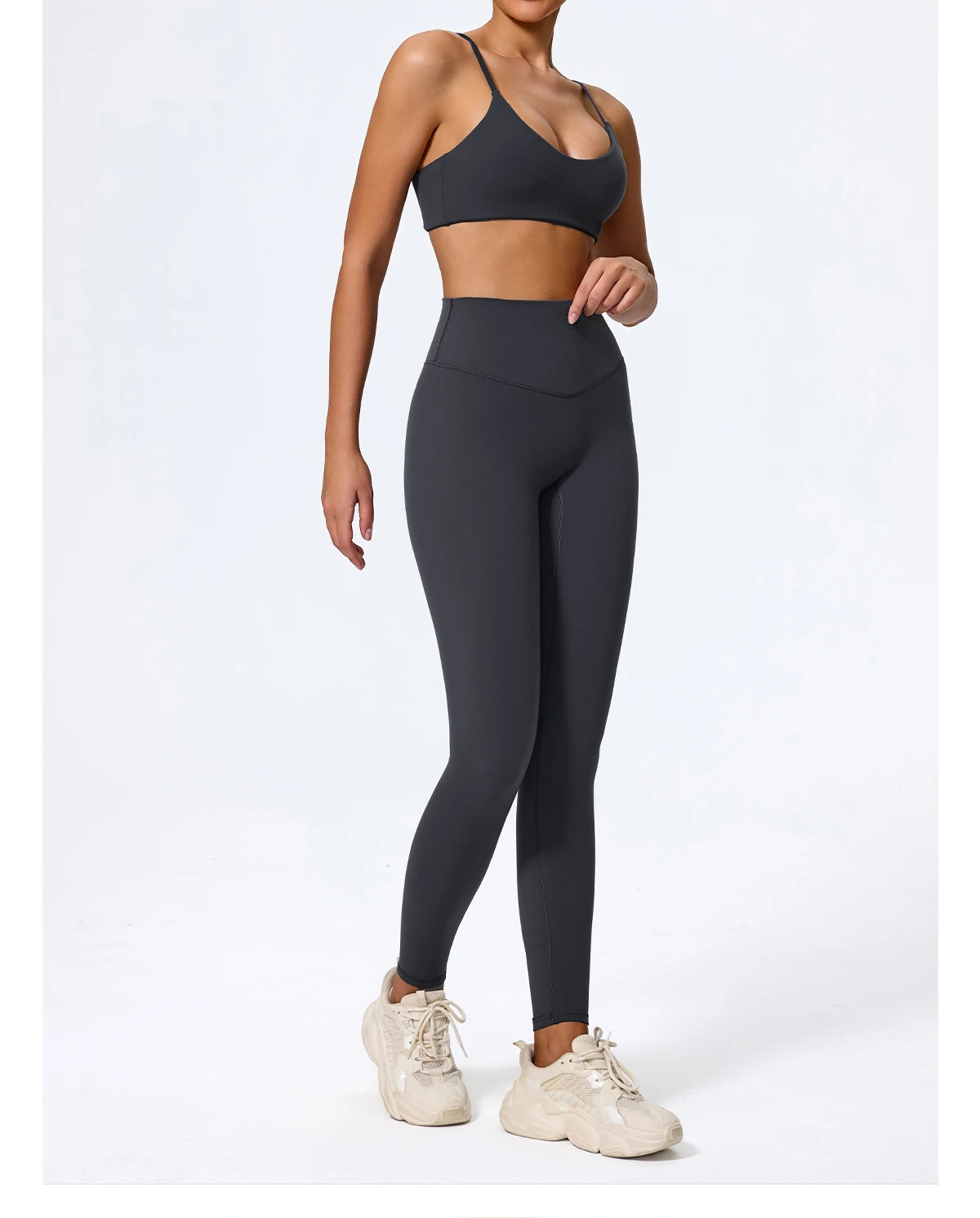 Ctenkevet Sommer Damen 2-teiliges Ärmelloses Sportset, Zweiteiliges Yoga-Set für Frauen, Hochgeschnittene Atmungsaktive Leggings, Sportbekleidung für Damen – Detail 24