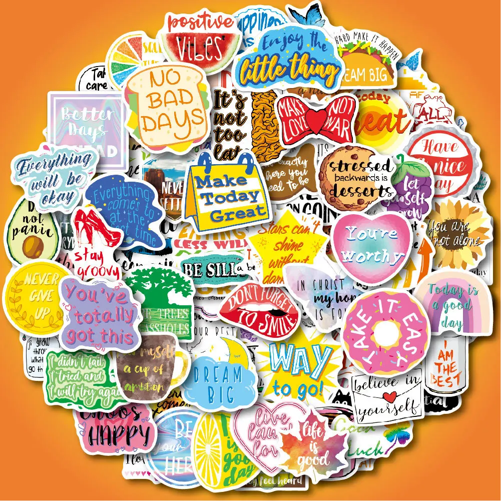 100pcs Motivational Phrases Sticker Inspirational Life Come On DIY Laptop Study Room Scrapbooking Graffiti Decal Stickers