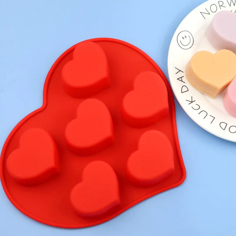 Wholesale 6-even Heart-shaped Silicone Cake Mold Valentine's Day Collection Rice Steamed Cake Mould 1357