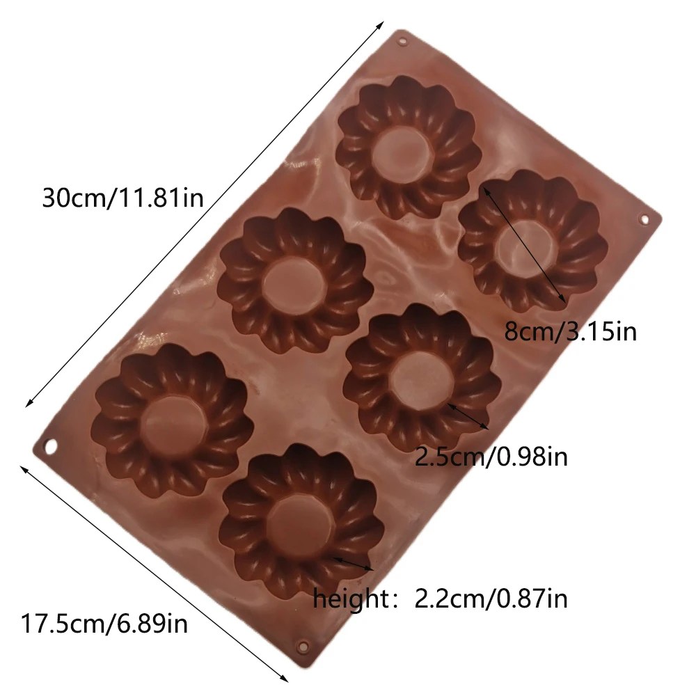 6 Hole Rotating Swirl Flower Silicone Chocolate Cookie Baking Mold DIY Round Twist Doughnut Biscuit Jelly Pudding Baking Tools ﻿
