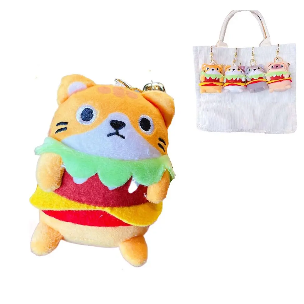 Stuffed Capybara Capybara Plush Keychain Soft Cat Capybara Hamburger Plush Toy Cartoon Dog Burger Kapibara Plush Doll Kids Gifts