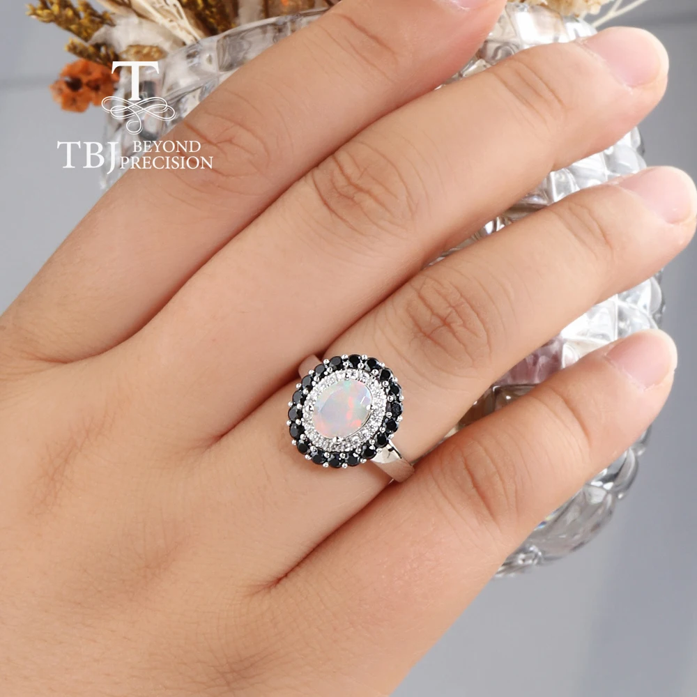 Gorgeous and noble 925 sterling silver ring natural oval 7*9mm opal real gemstone fine jewelry for women anniversary party gifts