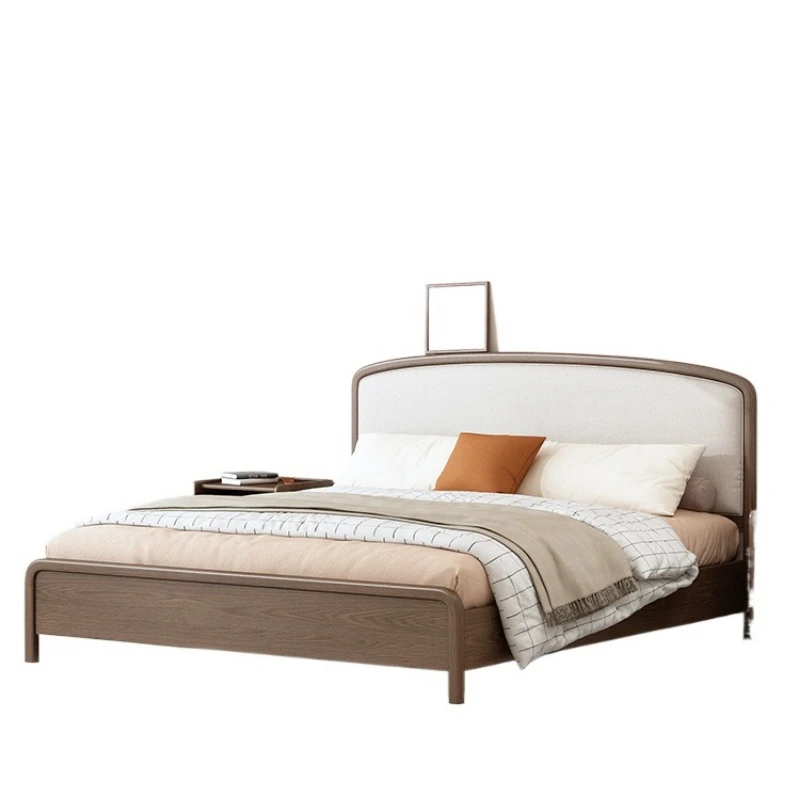 

Upholstered solid wood 1.8m bed modern simple double new Chinese style thickened frame