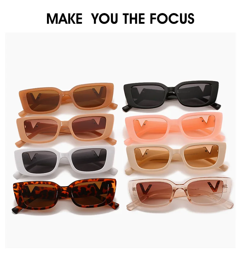 Retro Rechteckige Sonnenbrille für Damen UV400 Markendesigner Vintage Kleiner Rahmen Sonnenbrille Damen Klassisch Schwarz Quadratisch Oculos De Sol – Detail 1