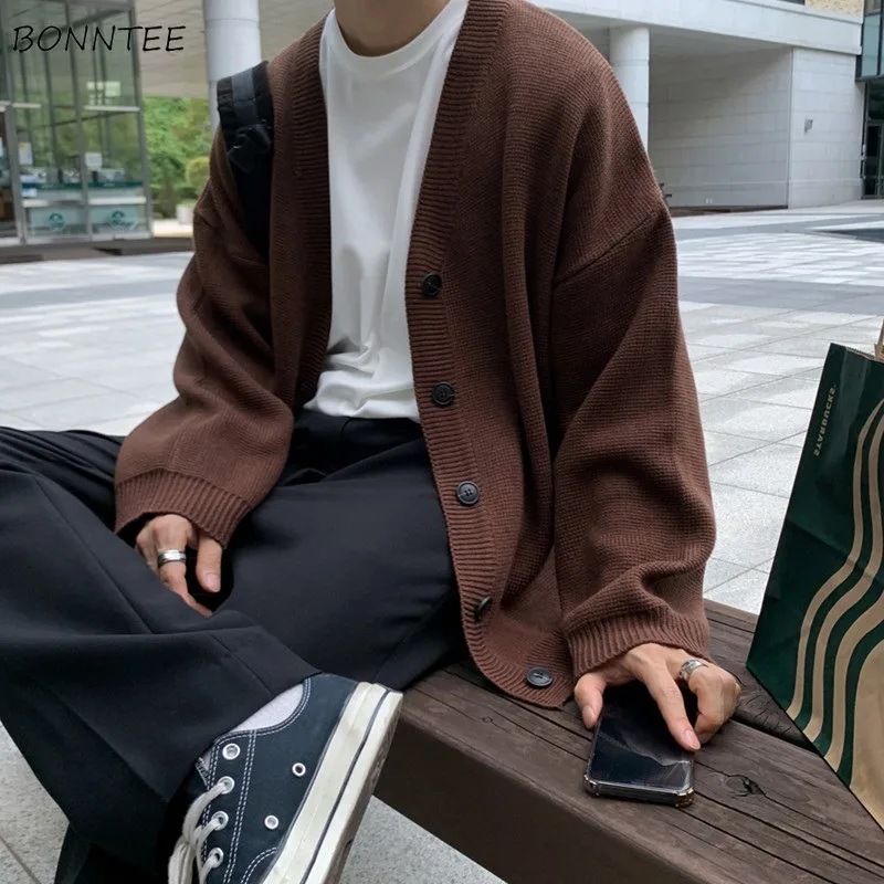 

Cardigans Men Teens Autumn Winter All-match Youthful Knitting Baggy Cardigan Y2k Clothing Fashion Trendy Gentle Ins