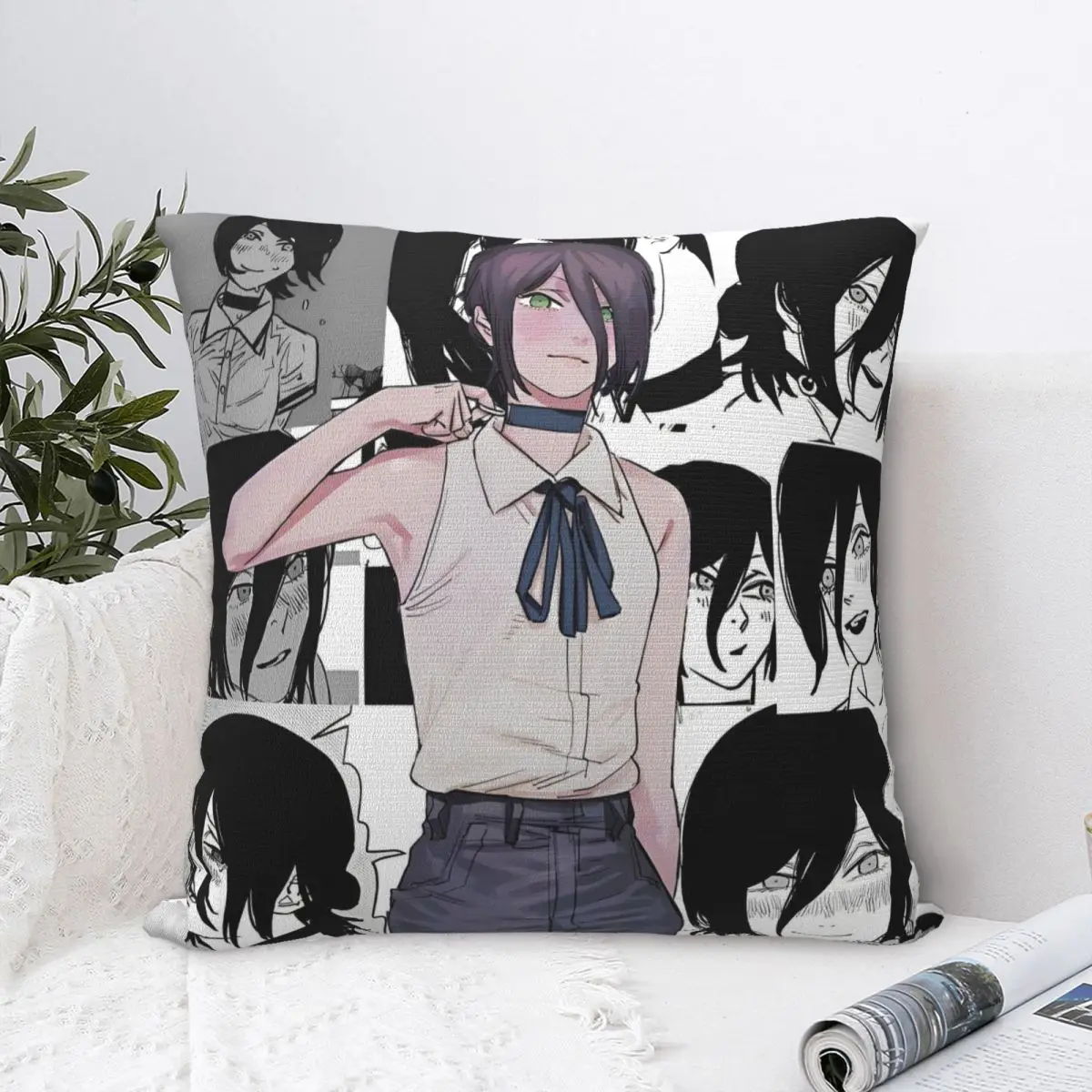 Chainsaw Man Reze Pillowcase Polyester Cushion Cover Decoration Anime Manga Throw Pillow Case Cover Home Dropshipping 45*45cm