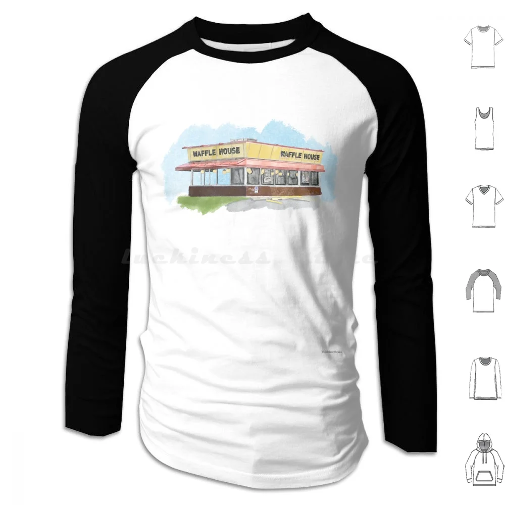 Waffle House Building Hoodies Long Sleeve Waffle House Waffle Restaurant Waho