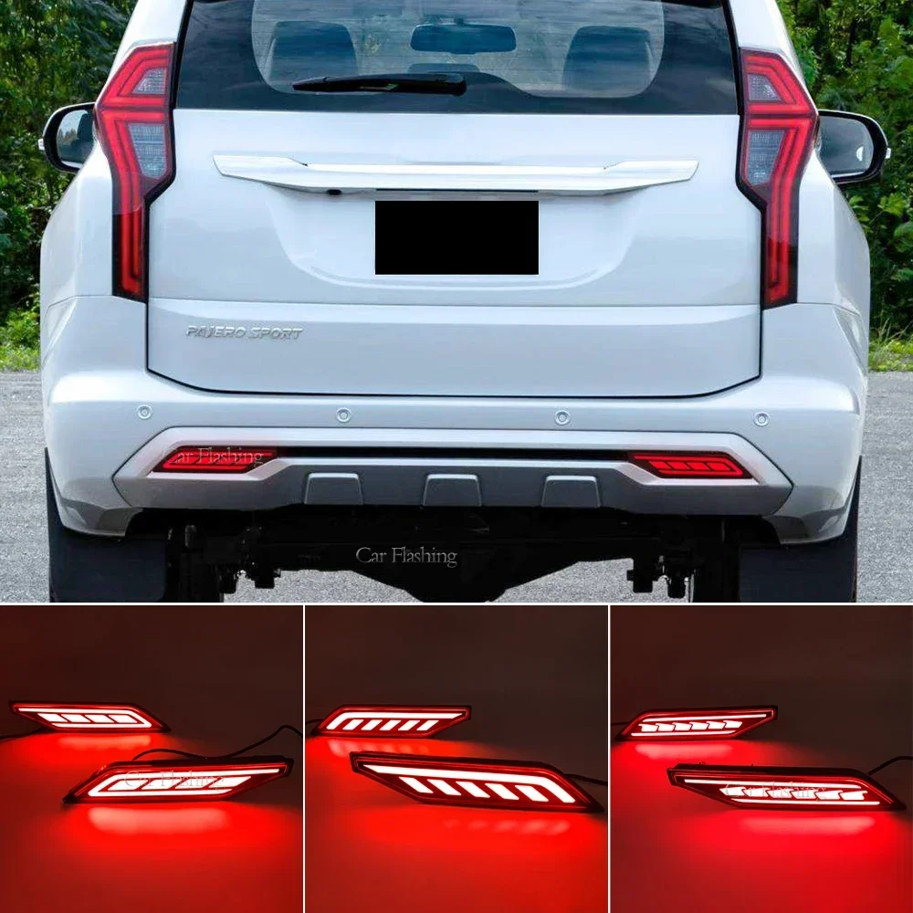 New！ LED Rear Bumper Reflector Lamp For Mitsubishi Pajero Montero Sport 2019 2020 2021 Stop Brake Fog Lamp turn signal light