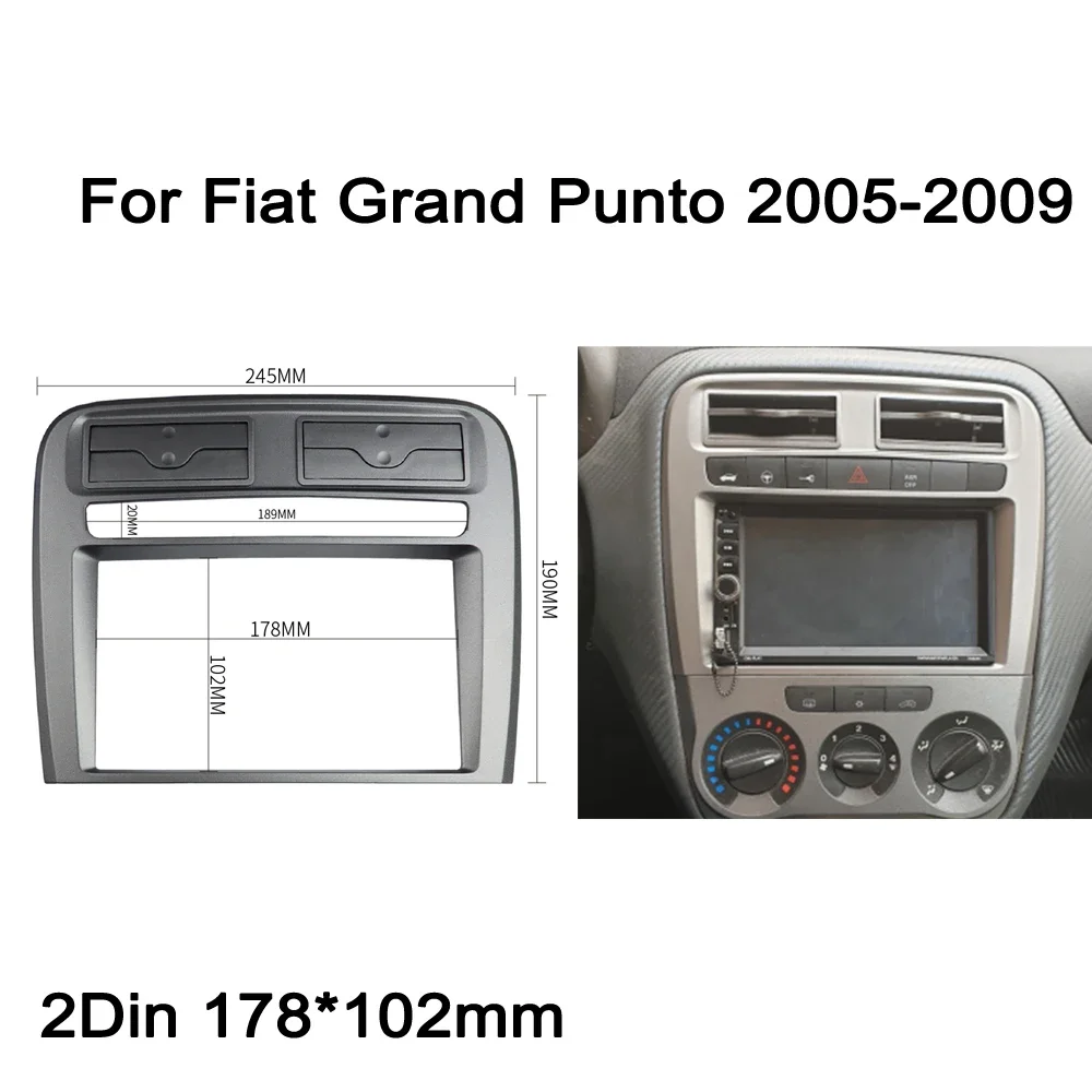 2 Din Car Radio Fascia Fit Fiat Grand Punto 2005-2009 Car panel  Dash Mounting Installation Trim Frame Stereo Kit
