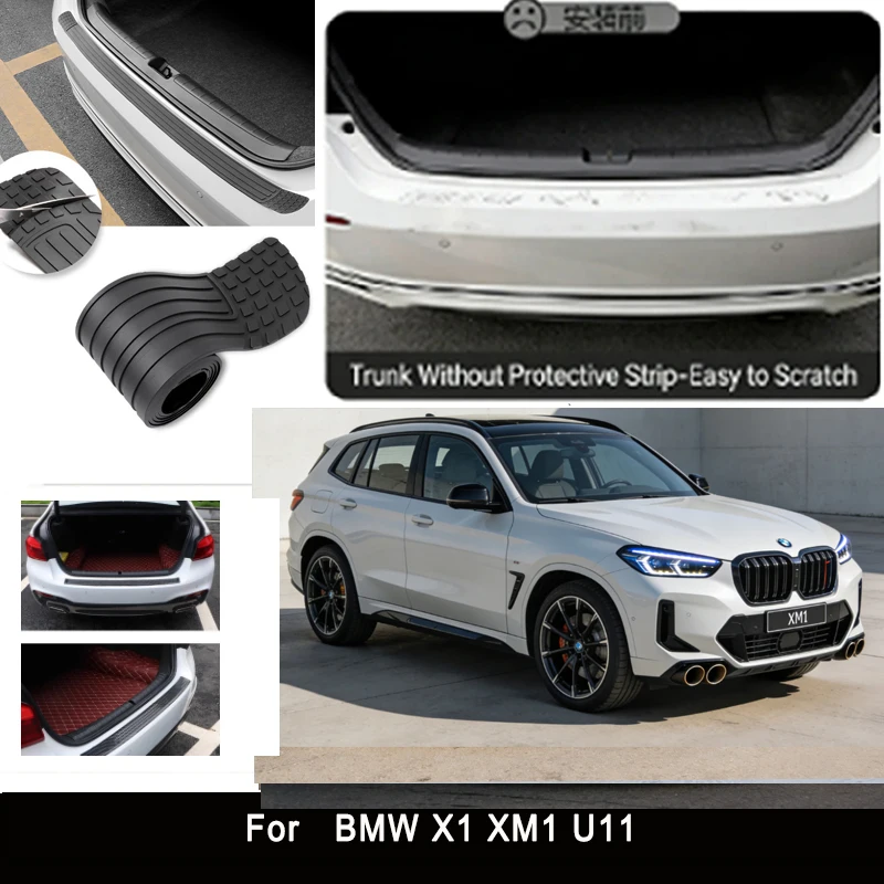 

For BMW X1 XM1 U11 Rear Trunk Guard Plate Sticker Car Rear Bumper Trim Anti-Kicked Scratch Protector Sticker Strip
