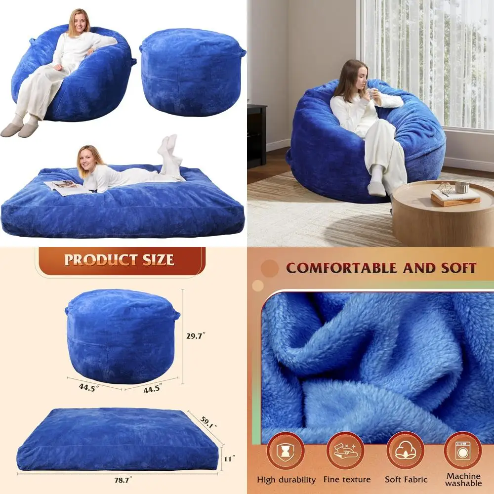 

Convertible Memory Foam Bean Bag Chair Bed, Full Size, Transforms into Floor Mattress, High-Rebound Foam, Comfortable Seating an