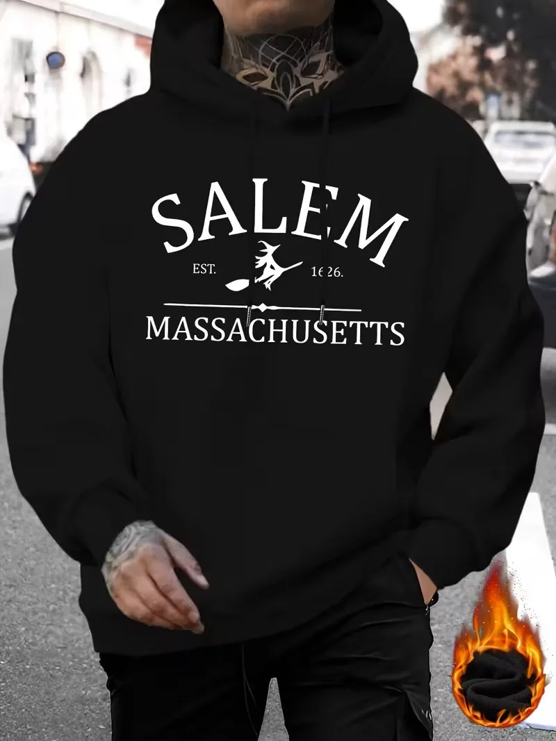 سويت شيرت رجالي فضفاض بغطاء للرأس 270 جرام - طباعة بنمط ممتع، تصميمات عيد الميلاد وعيد الحب. #1