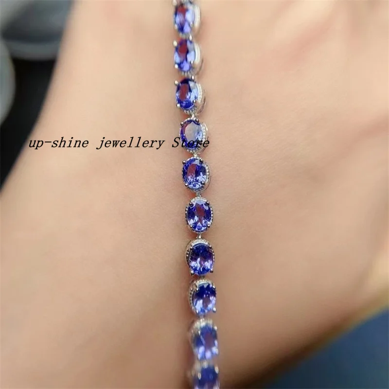 New natural Tanzanite bracelet, real 925 sterling silver inlay, simple fashion, everyday wear