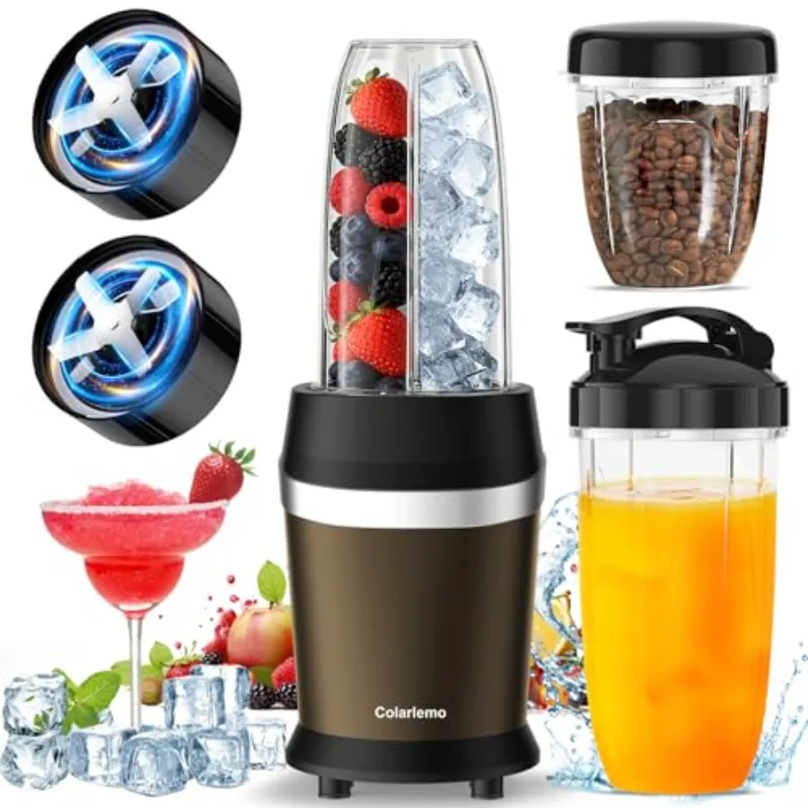 

Personal blender for smoothies frozen drinks: 12-piece set, 25, 000 RPM, ice-crushing, stainless steel blades, portable 23oz/32