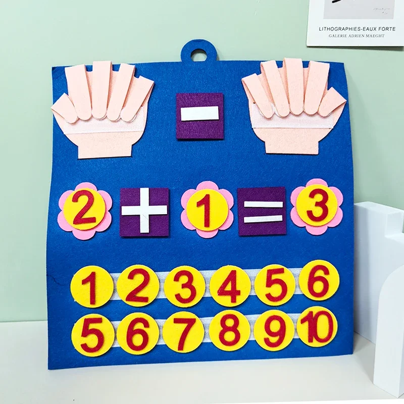 Placa de atividades de feltro montessori para crianças de 2 a 5 anos, brinquedos sensoriais de matemática educacional precoce, presente de aprendizagem de viagem para crianças pequenas